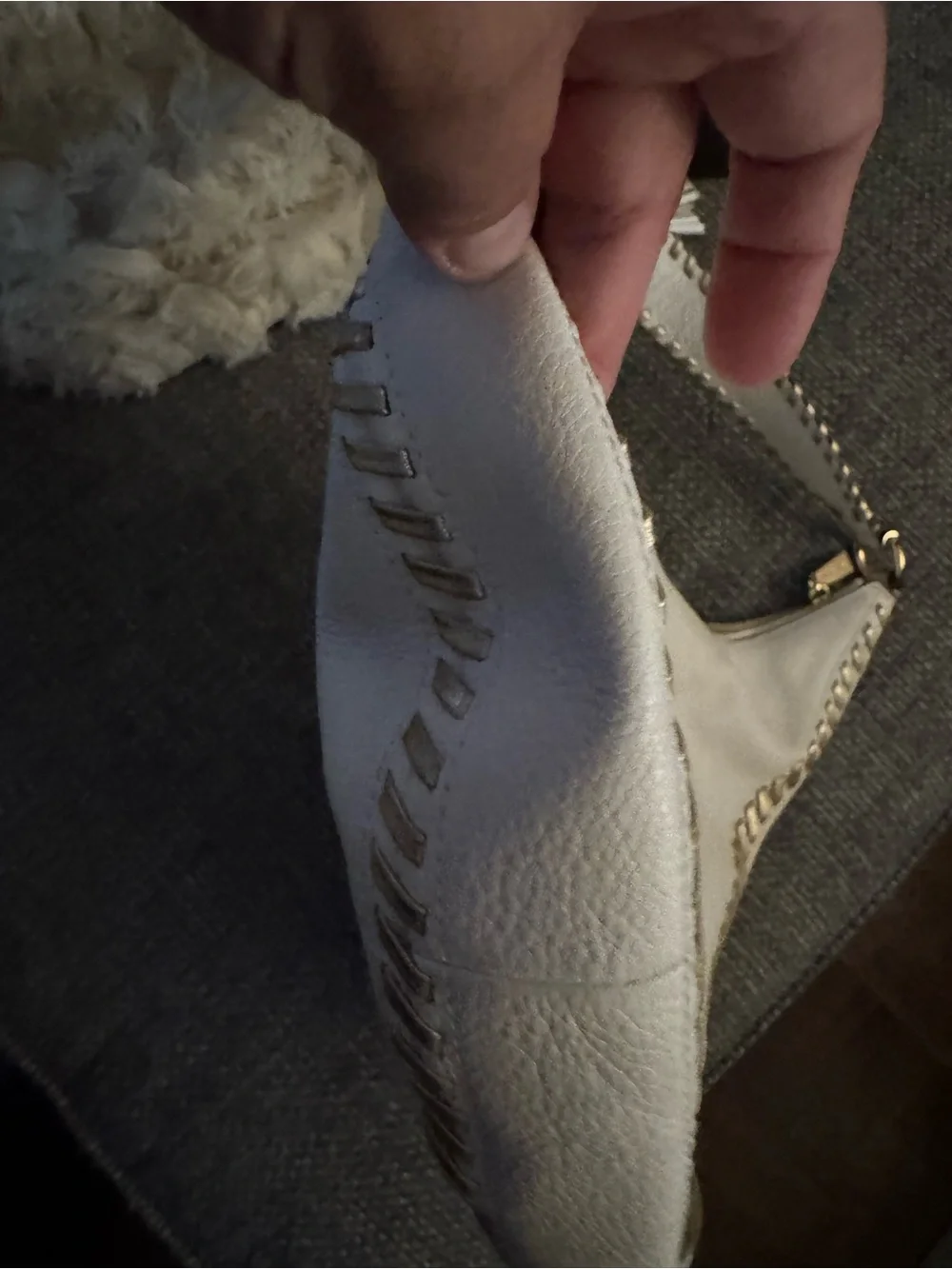 Michael Kors Lauryn Large Pebbled Leather Hobo Shoulder Bag Ivory Cream Tassel